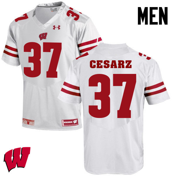 Wisconsin Badgers Men's #37 Ethan Cesarz NCAA Under Armour Authentic White College Stitched Football Jersey CK40Y71CE